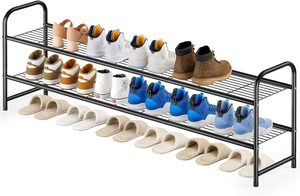 KEETDY 2-Tier Long Shoe Rack for Closet Metal Shoe Organizer for Entryway, Wi...
