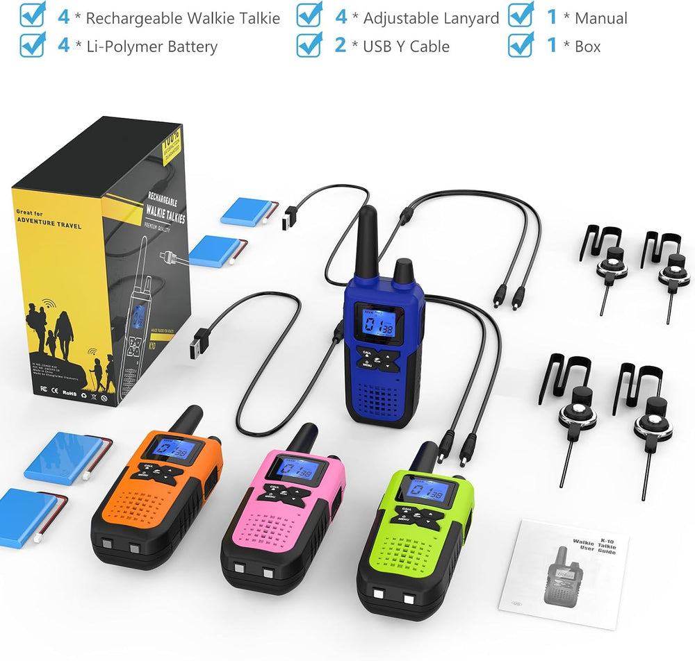 Topsung Walkie Talkies Long Range FRS IVOX NOAA 1800mAh Li-Po Rechargeable