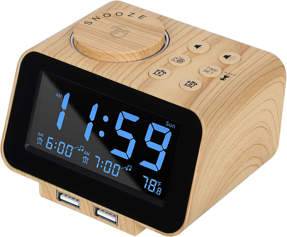 uscce Digital Dual Alarm Clock Radio for Bedrooms with Weekday/Weekend Mode
