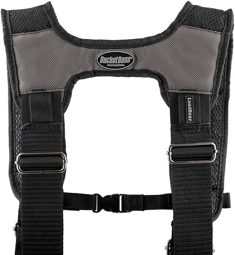 Bucket Boss Mullet Buster 3 Bag Tool Belt with Suspenders in Grey, 55135, Bla...