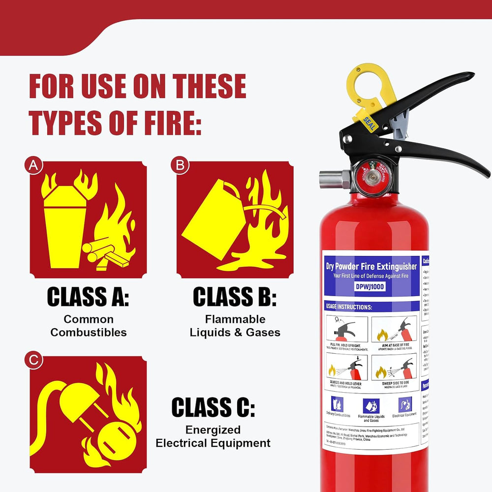 1 Pack ABC Dry Chemical Fire Extinguisher - 2.5 lb 1A:10B:C Fire Extinguisher...
