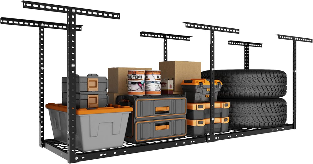 2x8ft Overhead Ceiling Garage Storage Rack, 400LBS Capacity, Black