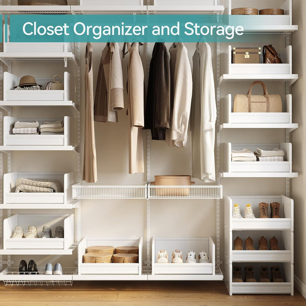 FOUCSSOMEI Closet Storage Organizer with Wood Frame & Fabric Shelves