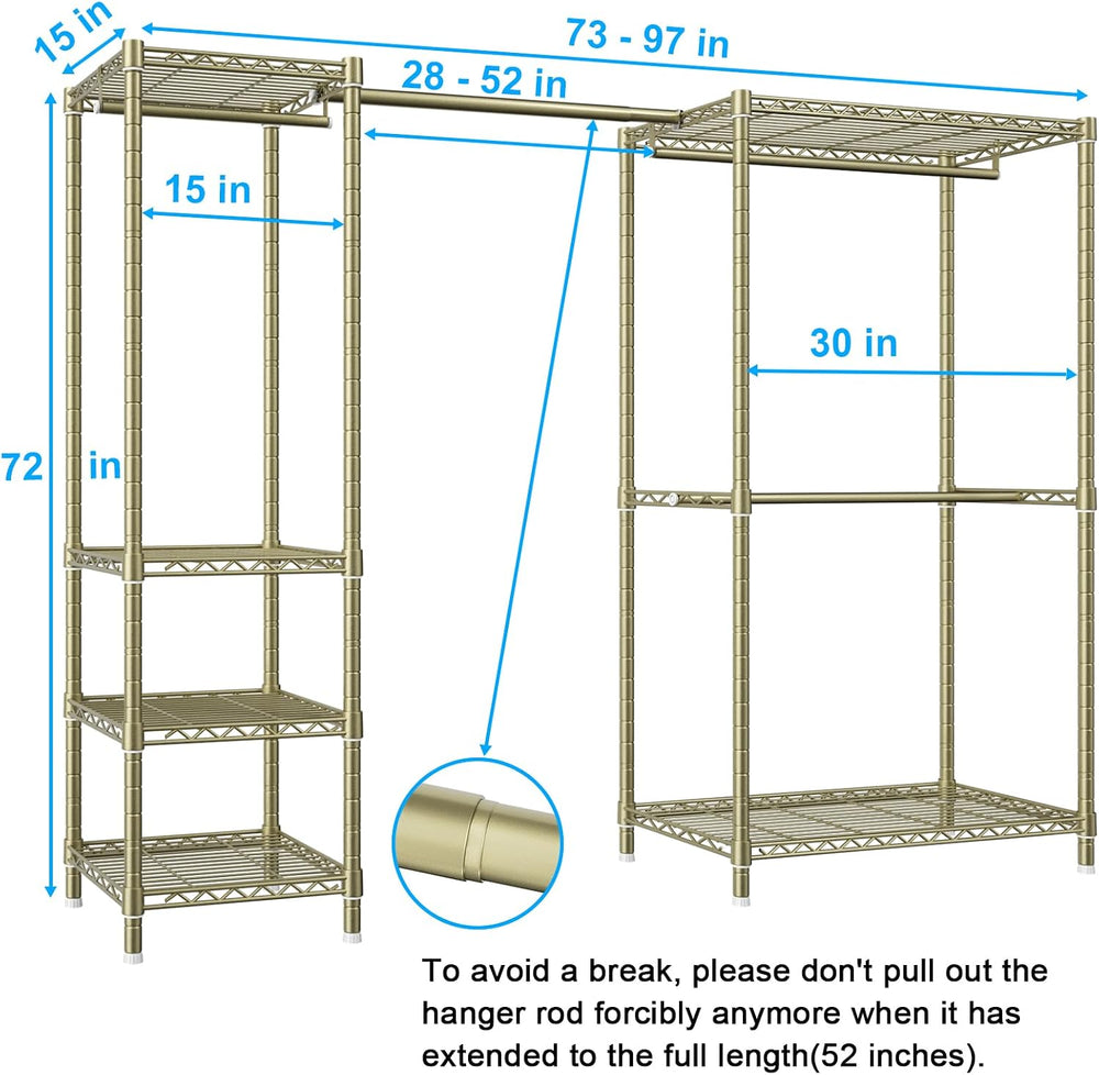 Ulif E10 Clothes Rack(With Stretchable Hanger Rod)Freestanding Clothing Racks...