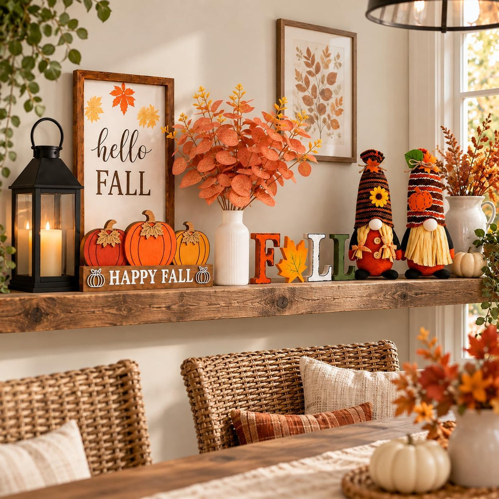 4 Pcs Fall Halloween Decorations for Home Mantel Table Centerpieces