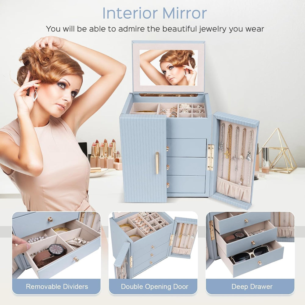 Dajasan Large Jewelry Box Organizer, Jewelry Storage Organizer with 3 Drawers...