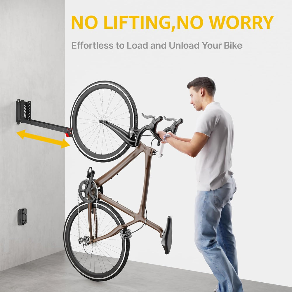 monTEK No-Lift Swivel Bike Wall Mount, Bike Hangers for Garage, 2 Pack