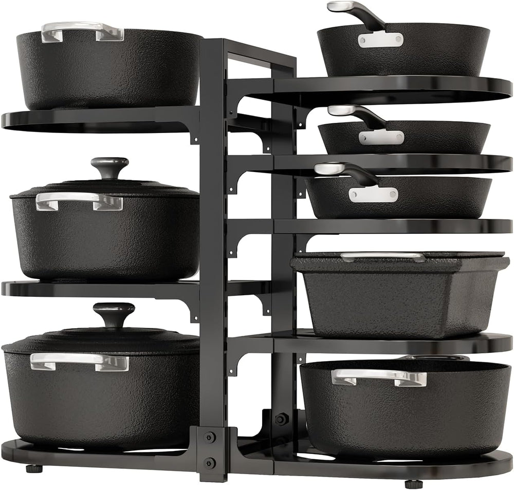 Adjustable Heavy Duty Pots and Pans Organizer Under Cabinet, 8-Tier Pot and P...