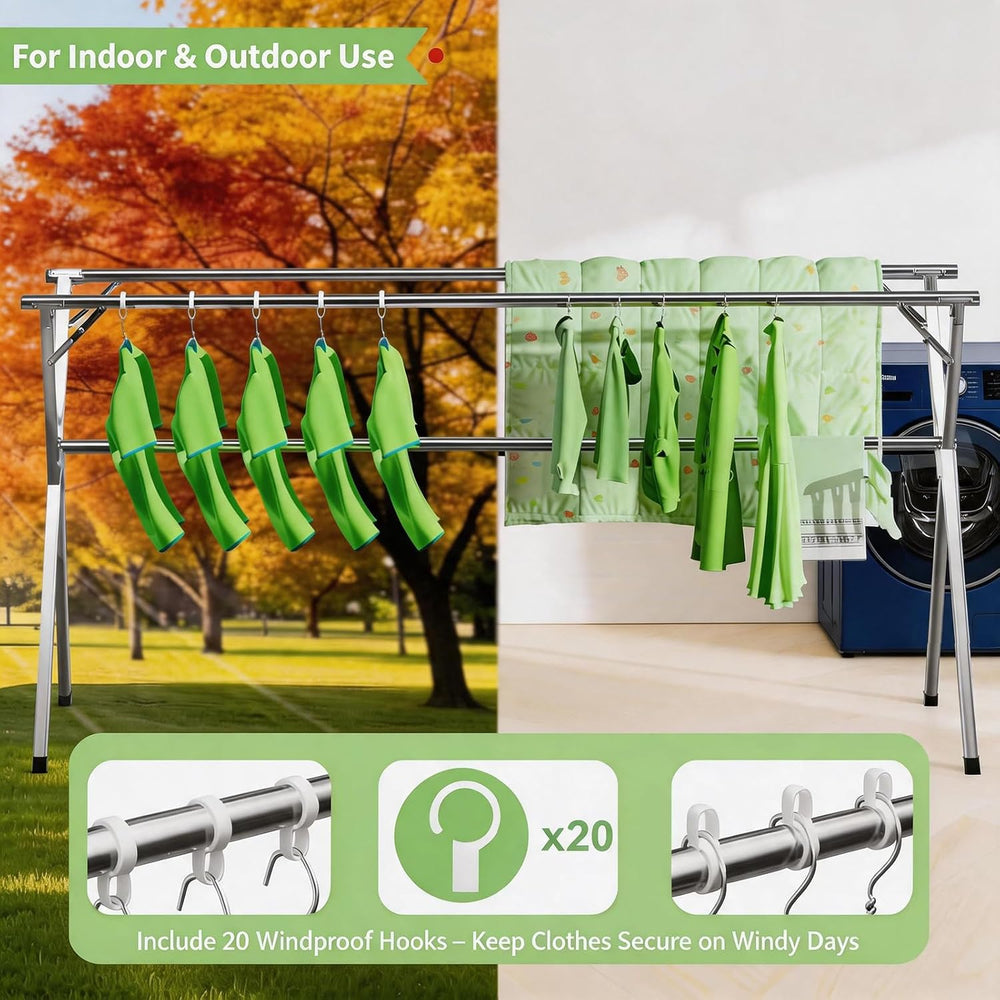 Foldable Clothes Drying Rack, Stainless Steel Laundry Drying Rack