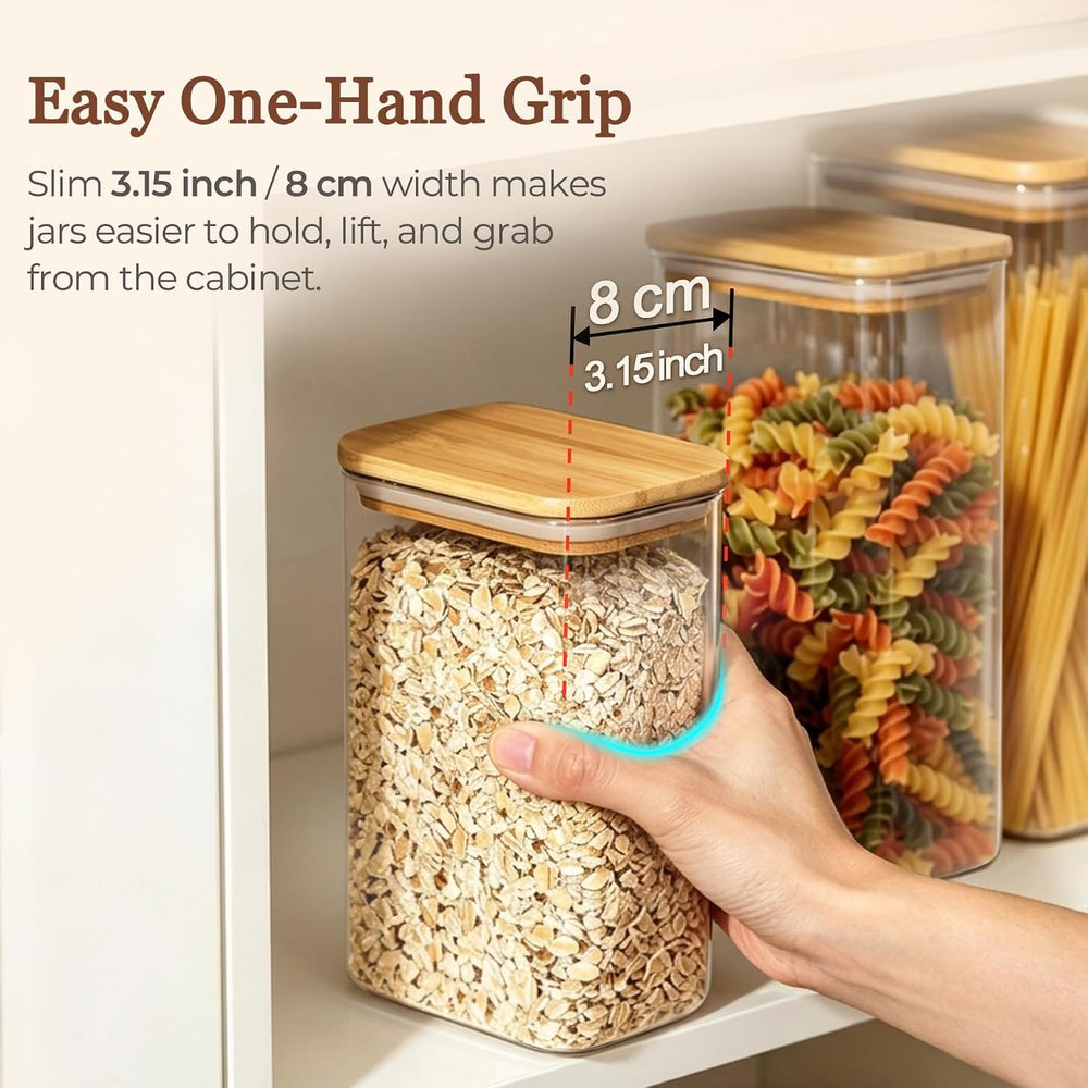 ComSaf Glass Pantry Storage Containers (0.7qt/1.2qt/1.6qt) Set of 6 Jars