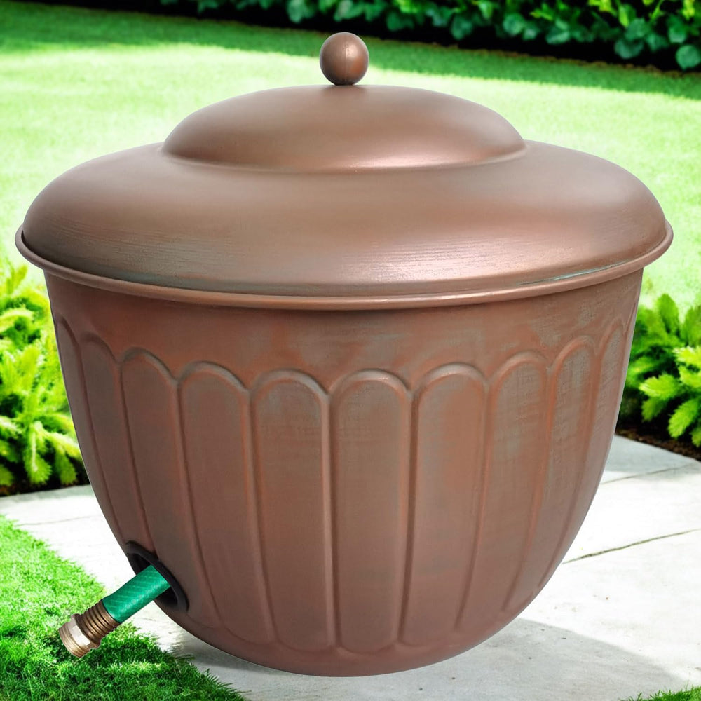 BSTGIFTS Garden Water Hose Holder - Decorative Metal Pot, Metal Hose Storage ...