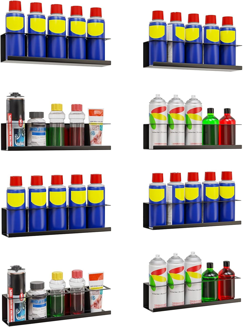 Riciakik 8 Pack Spray Bottle Holder Wall-Mounted, Aerosol Spray Can Holder St...