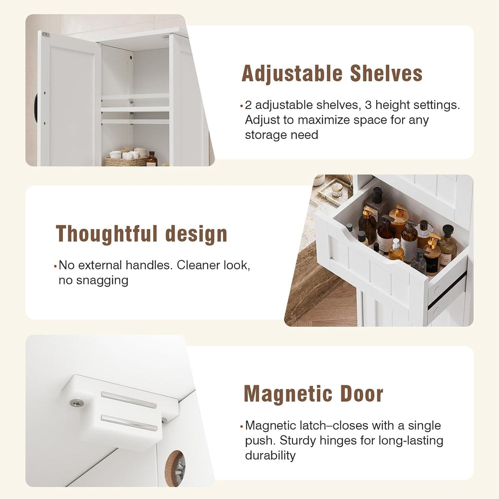 67" Tall Bathroom Storage Cabinet, Narrow Bathroom Cabinet with 2 Doors,...