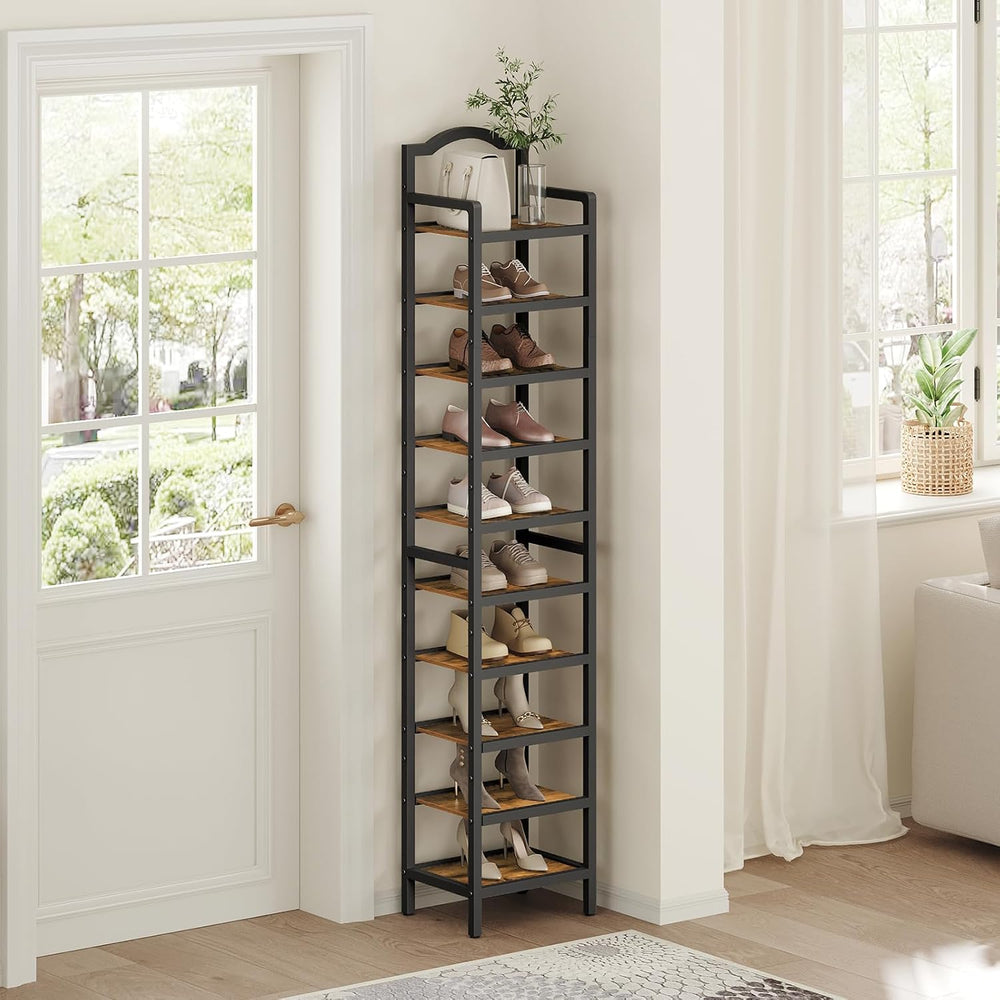YATINEY 10-Tier Tall Shoe Rack, Vertical Shoe Organizer for Small Spaces, Woo...