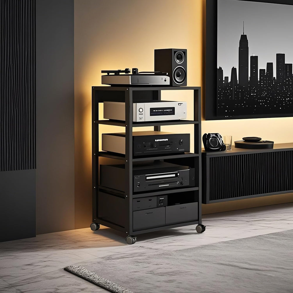 5 Tier AV Media Stand, Audio Rack Tower Stereo Components Cabinet
