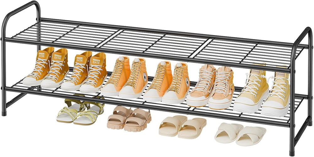 2 Tier Shoe Rack for Closet, 44 Inch Extra Wide Shoe Storage Organizer for Sh...