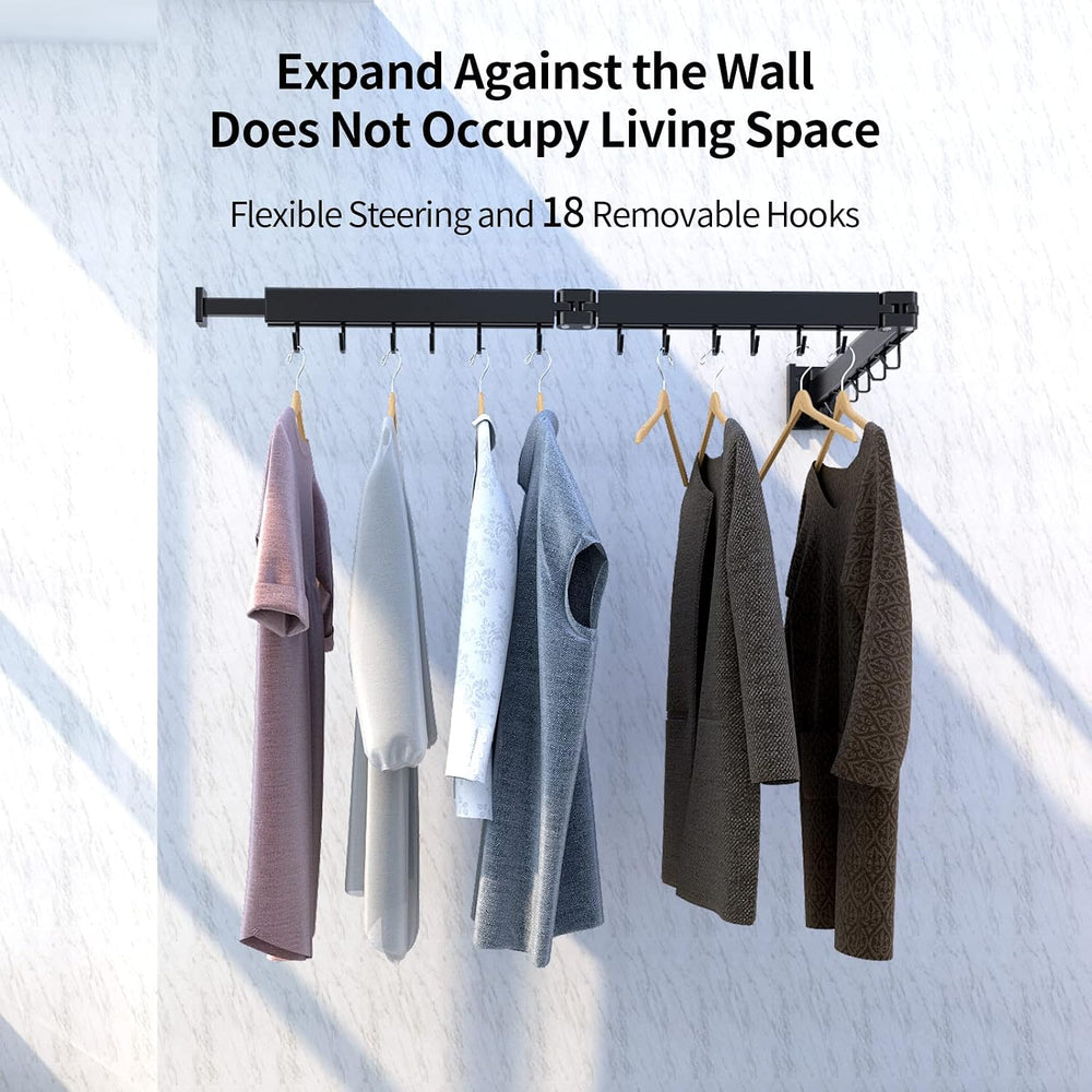 Kelisiting Foldable Clothes Drying Rack, 2 Fold Laundry Drying Rack Wall Moun...