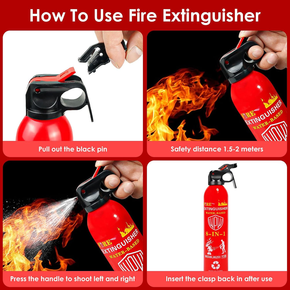 Portable 8-in-1 Water Based Fire Extinguisher for Home Car 3 Pack 21oz Each