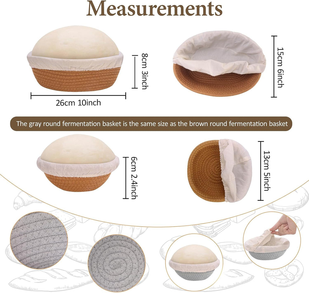 5 Inch Cotton Banneton Proofing Basket Set of 6, Mini Sourdough Bread Baking ...