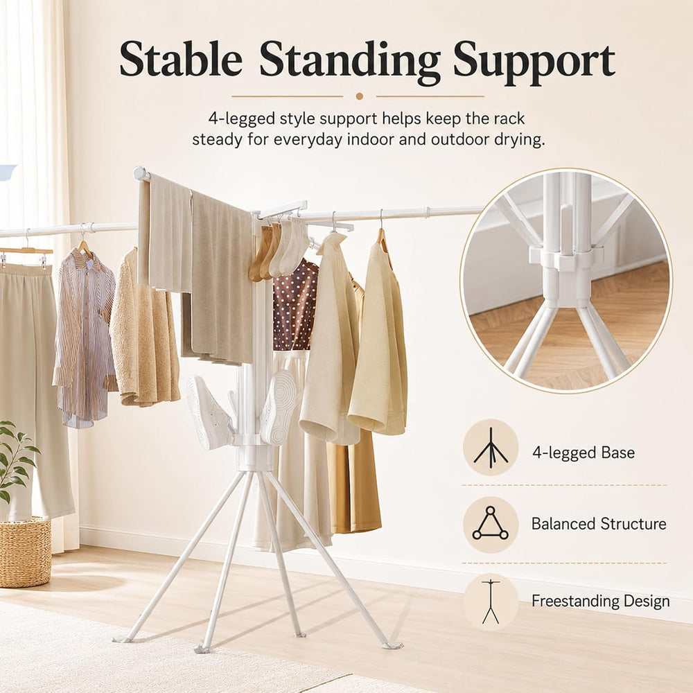 Clothes Drying Rack Foldable, 4-Legged Drying Rack Clothing Floor Standing