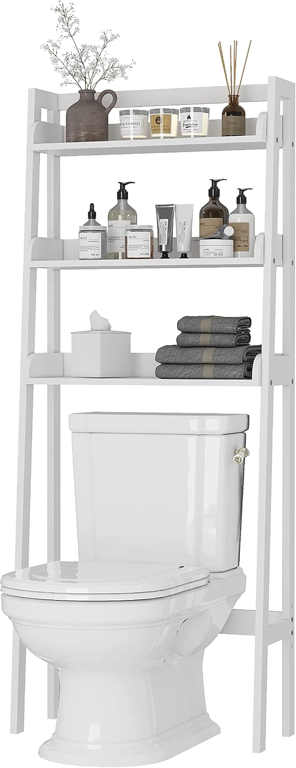 UTEX Over The Toilet Storage Shelf, 3-Tier Bathroom Organizer, White