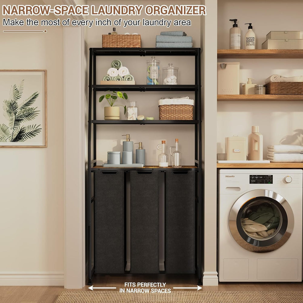 Laundry Hamper 3 Section, 4 Tier Laundry Basket Organizer