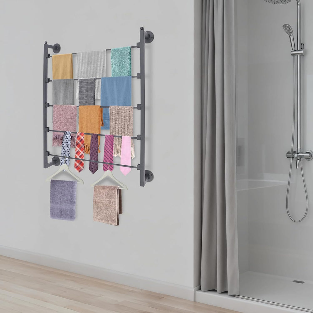 5 Tier Wall Mounted Scarf Rack, Metal Ribbon Storage Organizer, Multi-Purpose...