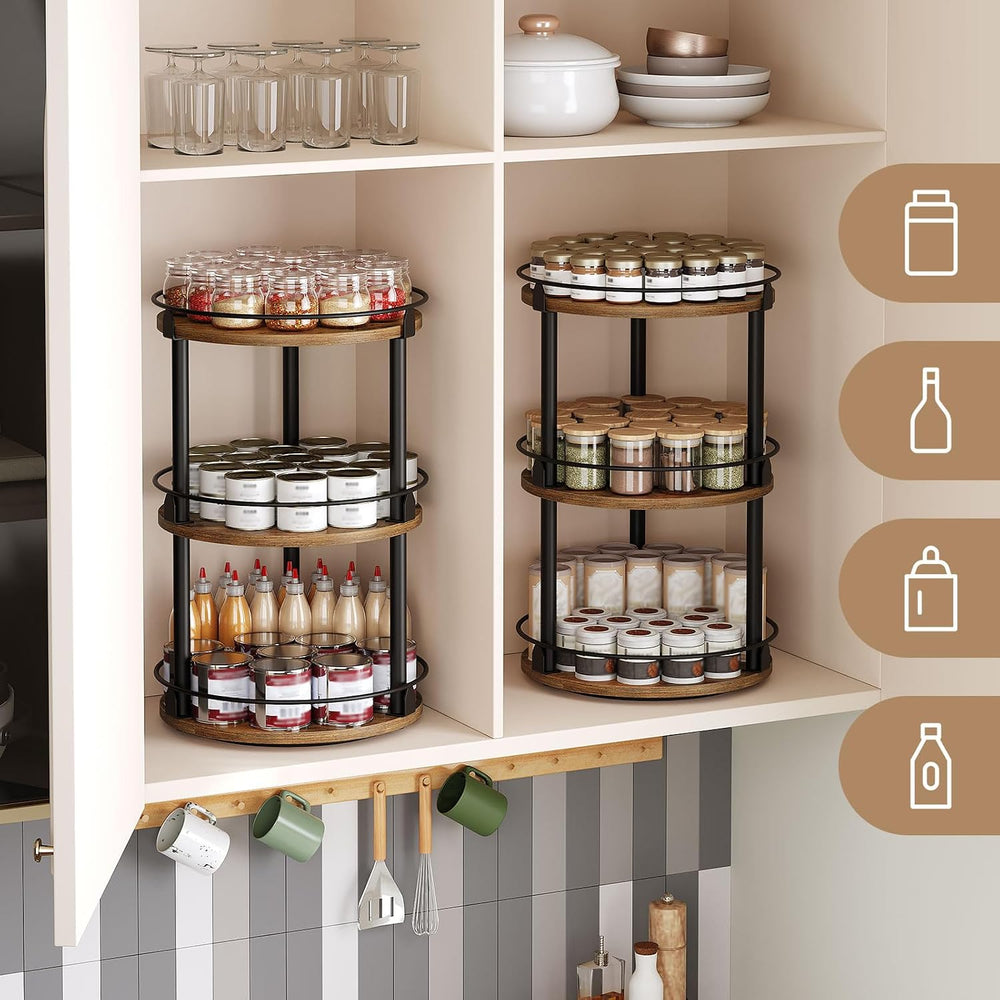 YATINEY Spice Rack, Set of 2 Lazy Susan Organizer, 3-Tier Turntable Organizer...
