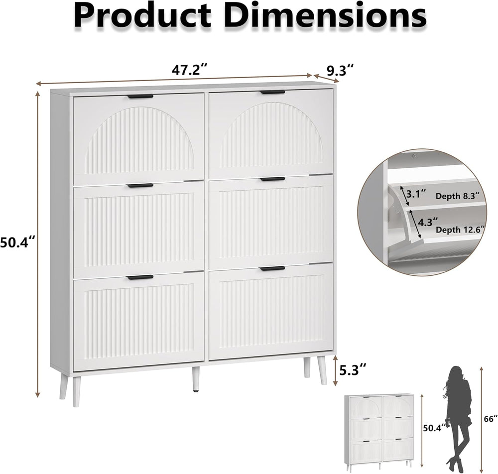 BORNOON Shoe Cabinet for Entryway with 6 Flip Drawers, Slim Wooden Shoe Stora...