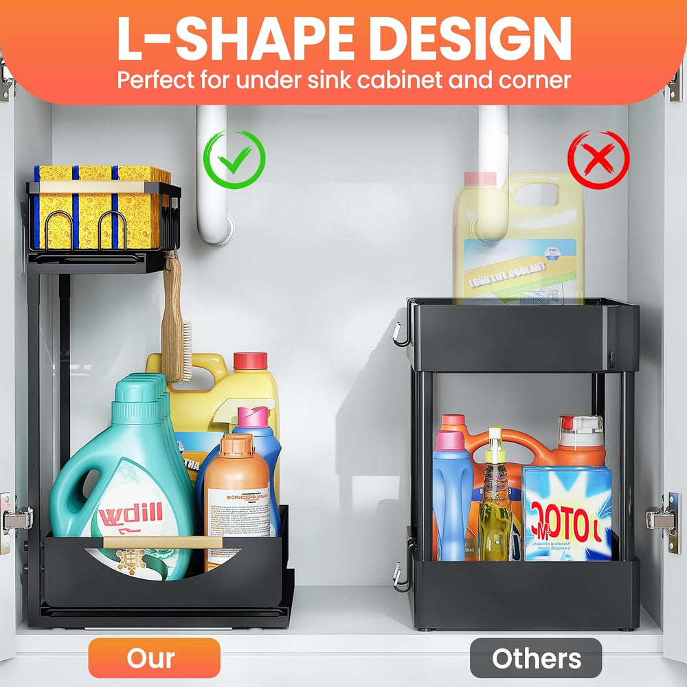 Under Sink Organizer and Storage for Bathroom and Kitchen - 2 Pack 2 Tier