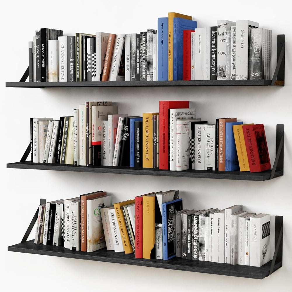 Forbena Floating Shelves 36 Inches Long 8 in Deep Set of 3, Large Wall Shelf ...
