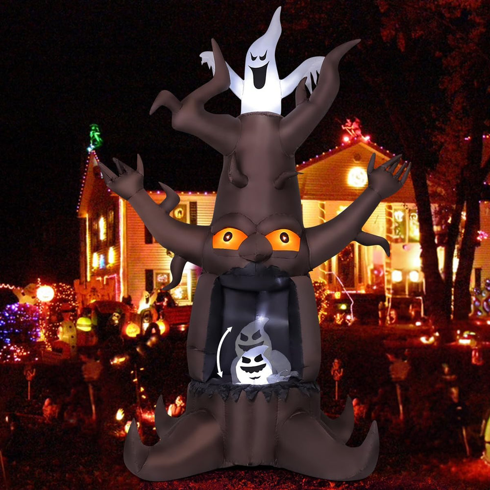 GOOSH 9 FT Halloween Inflatable Animated Dead Tree Outdoor Decorations Blow U...