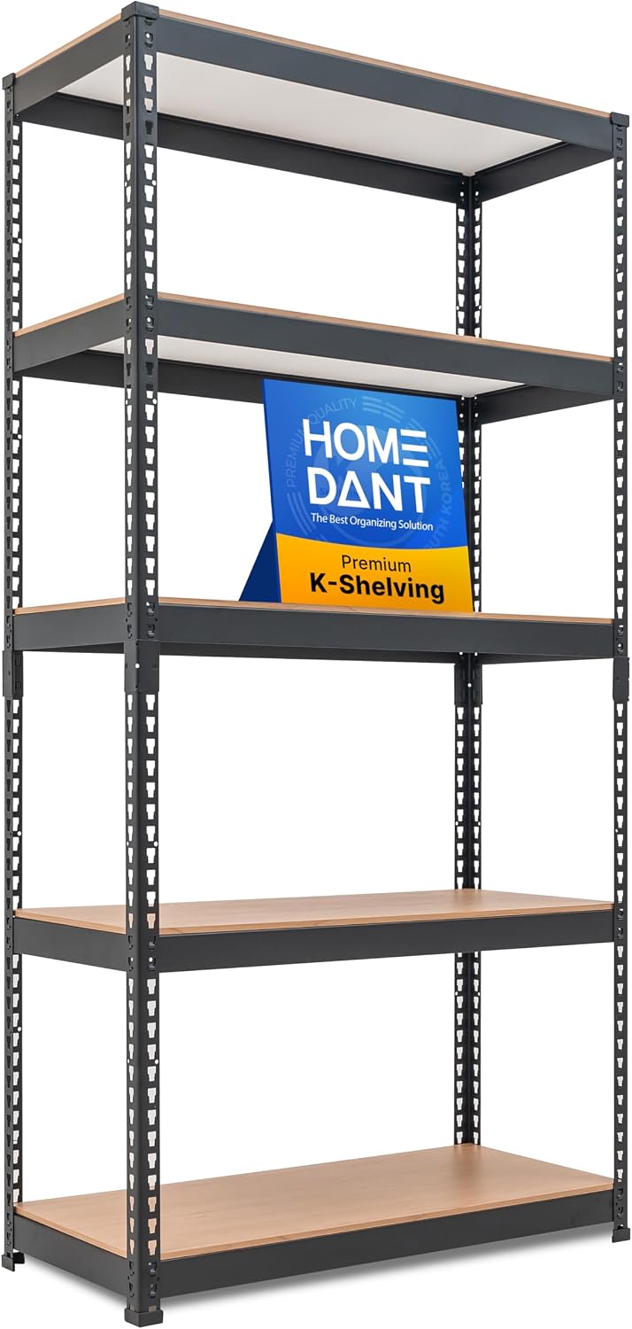 Black 35.9" W 5 Tier Storage Shelves Garage Shelving Unit Metal