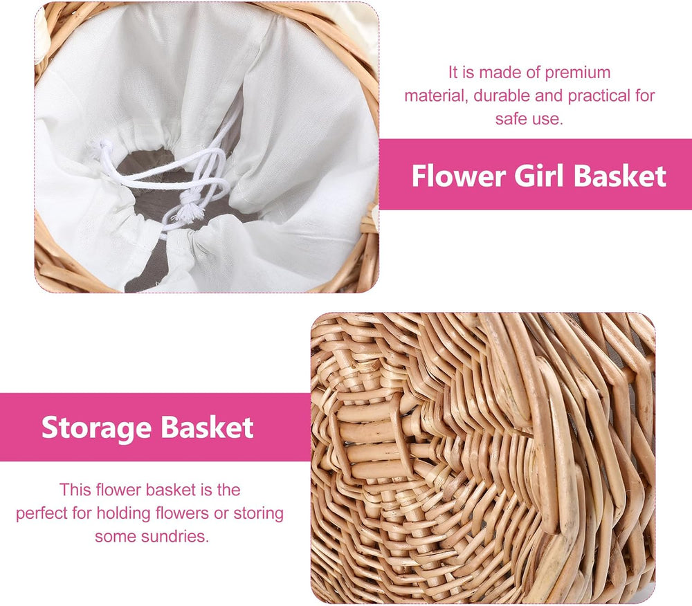 Angoily Handwoven Wicker Wine Basket with Liner Portable Picnic Basket Woven ...