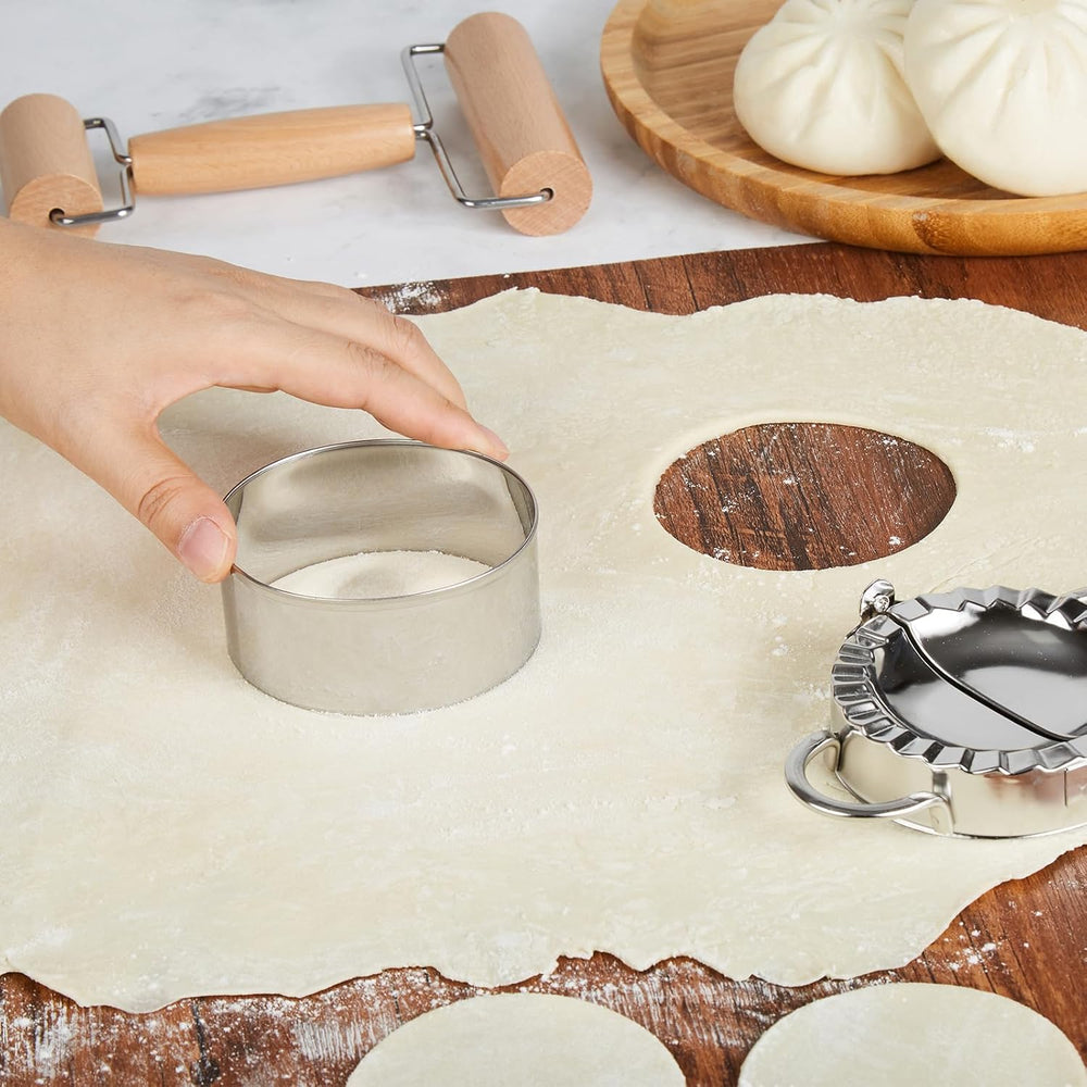MacaRio 10 Inch Bamboo Steamer Basket Dumpling Make Set with Ring Adapter