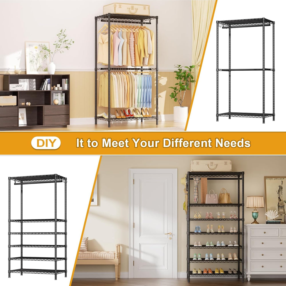 Ulif E13 Pro Heavy Duty Clothes Rack(With 4 Hanger Rods & 8 Shelves) Free...