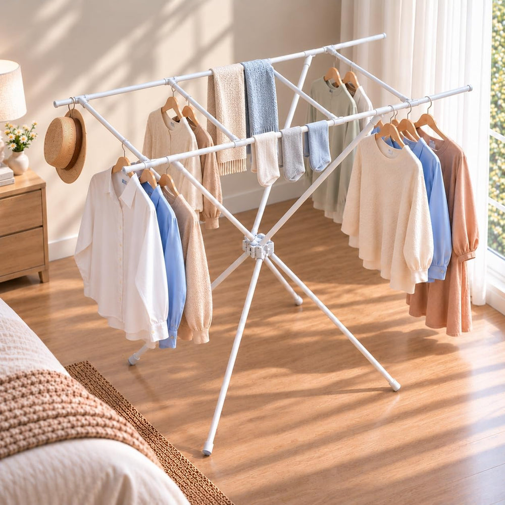 Space-Saving Clothes Drying Rack, 48-Inch Steel