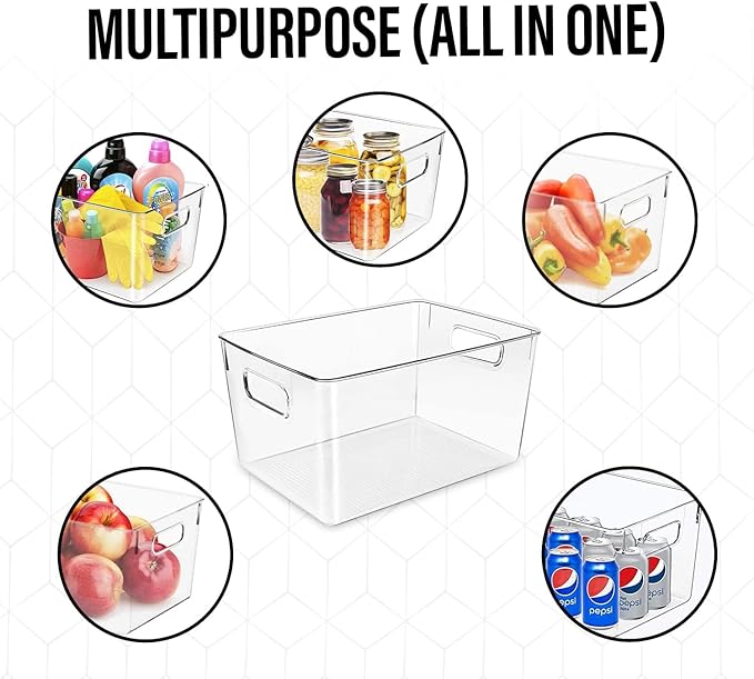 Clear Plastic Storage Bins, Laundry Room, Freezer Organizer Plastic Storage