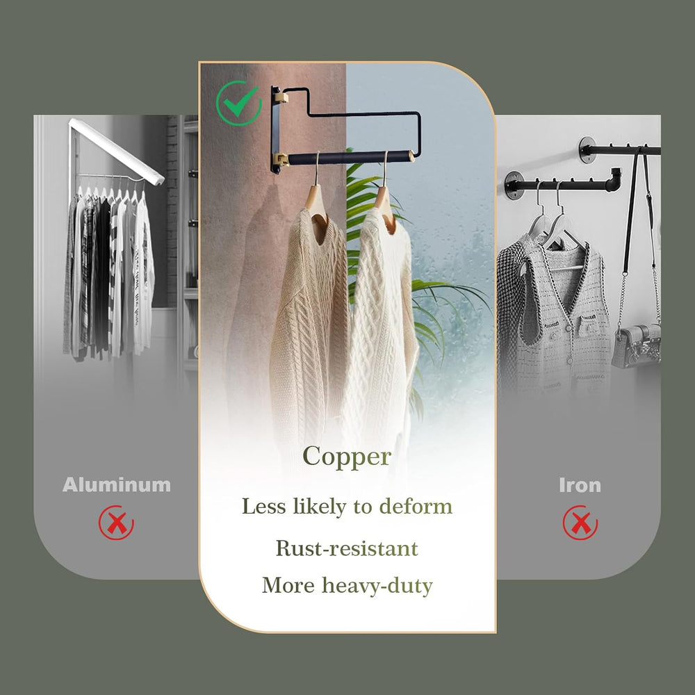 NEWRAIN Clothes Drying Rack, Laundry Racks for Drying Clothes, Wall Mounted S...