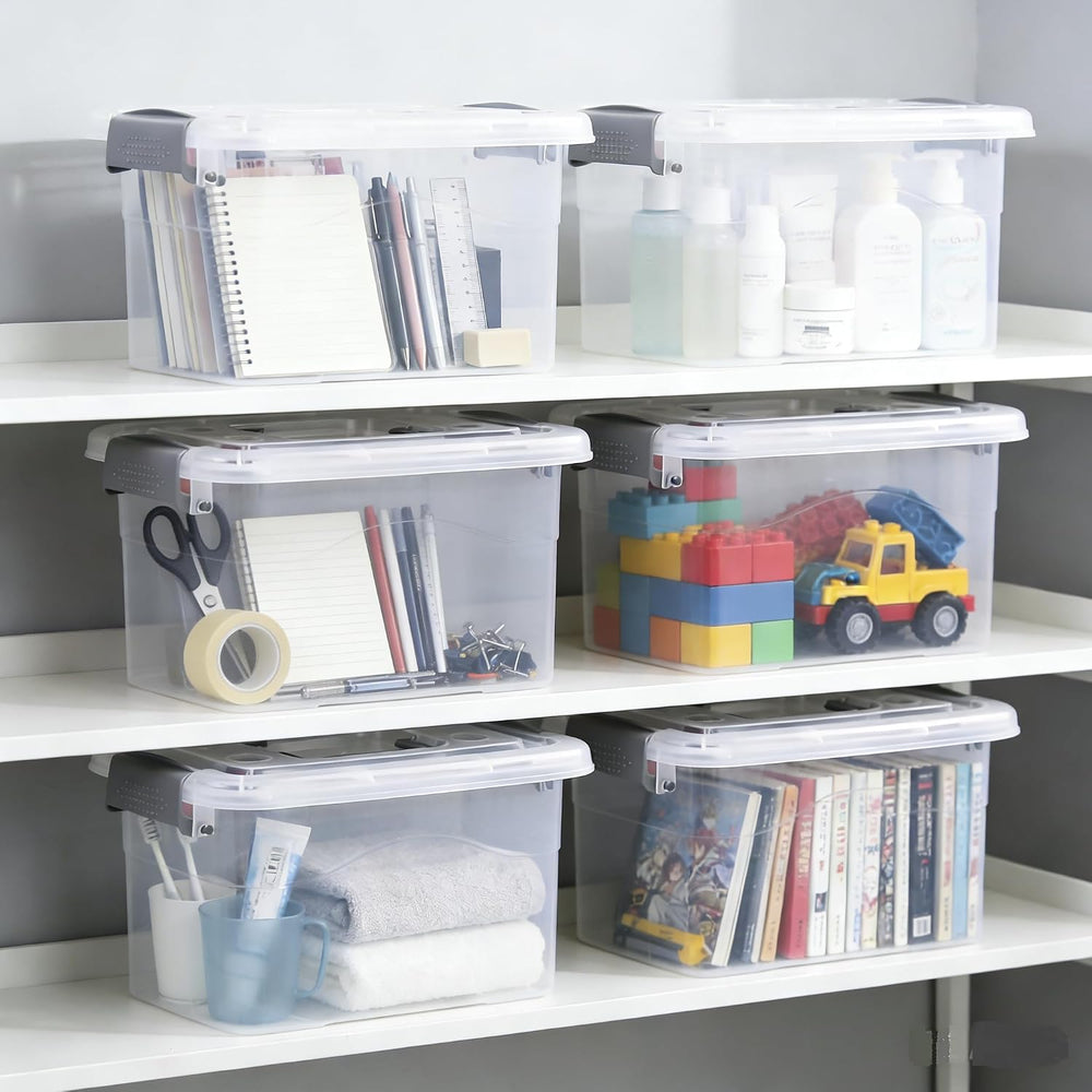 6-Pack Home Storage Bins, Plastic Container, Clear