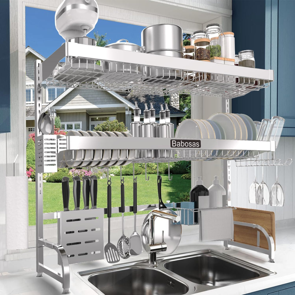 Over The Sink Dish Drying Rack,3 Tier Adjustable Length (25.5'' to 37...