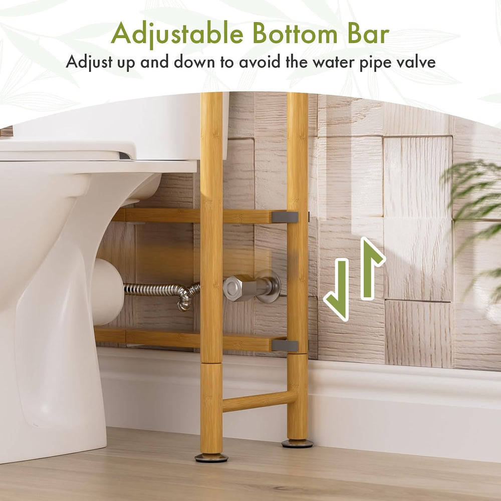 AmazerBath Bamboo Over The Toilet Storage Shelf, 3-Tier Bathroom Over Toilet ...