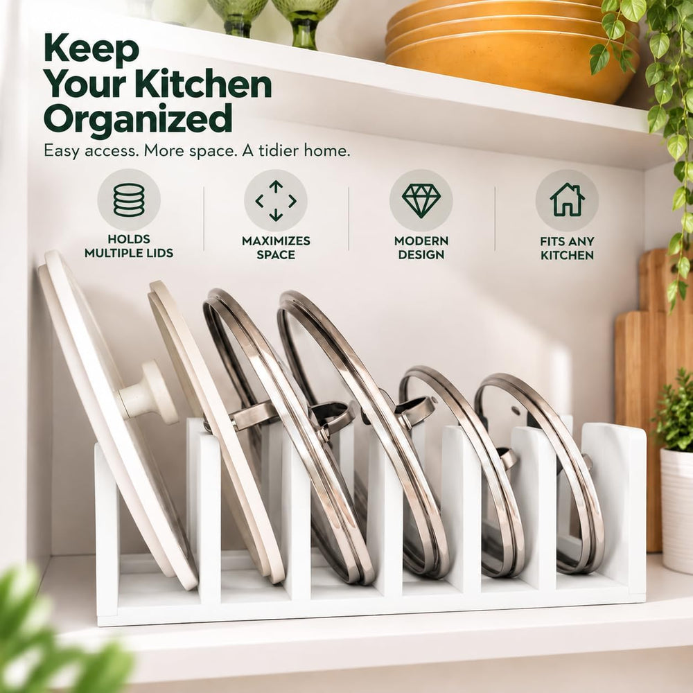 PIPOREA Kitchen Cabinet Organizer - Sturdy Bamboo Pots and Pan Organizers Ins...