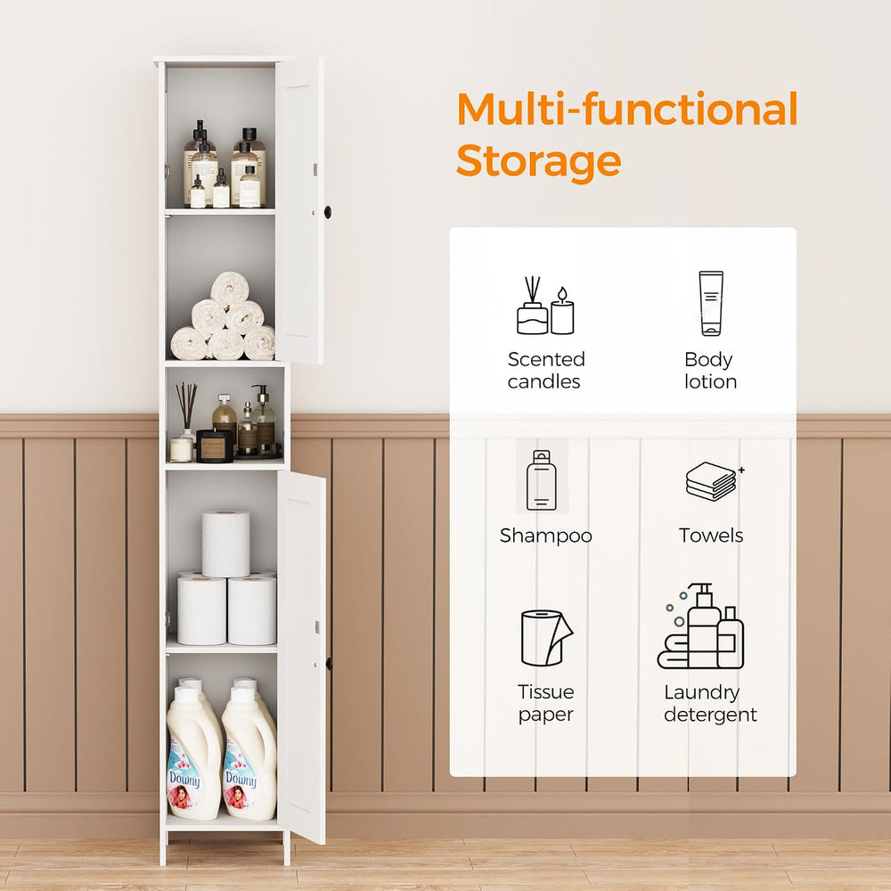 Tall Bathroom Storage Cabinet with 2 Doors, Slim Bathroom Cabinet
