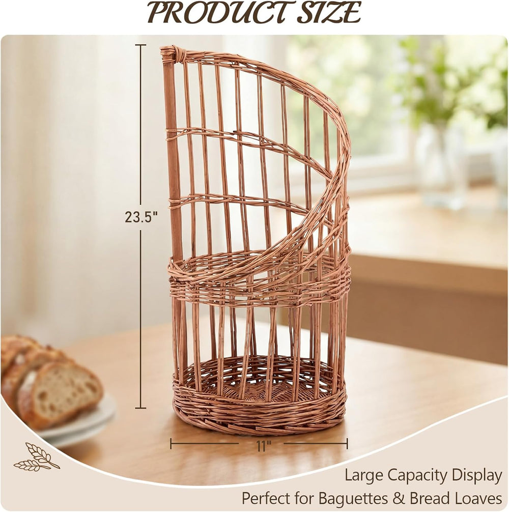 Gisafai Extra Large Baguette Bread Basket for French Bread Stand Display, Nat...