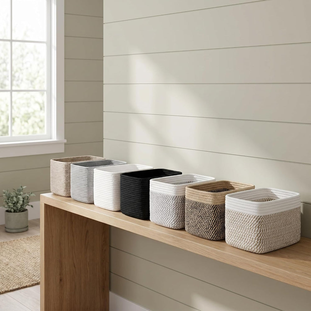Small Cotton Rope Basket – Storage Bin for Organizing (10.6" x 6.7"...