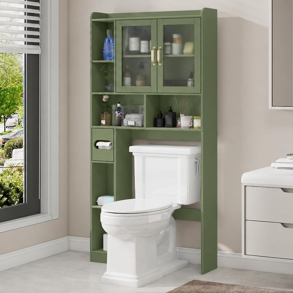 Vabches Over The Toilet Storage Cabinet with Acrylic doors, Green