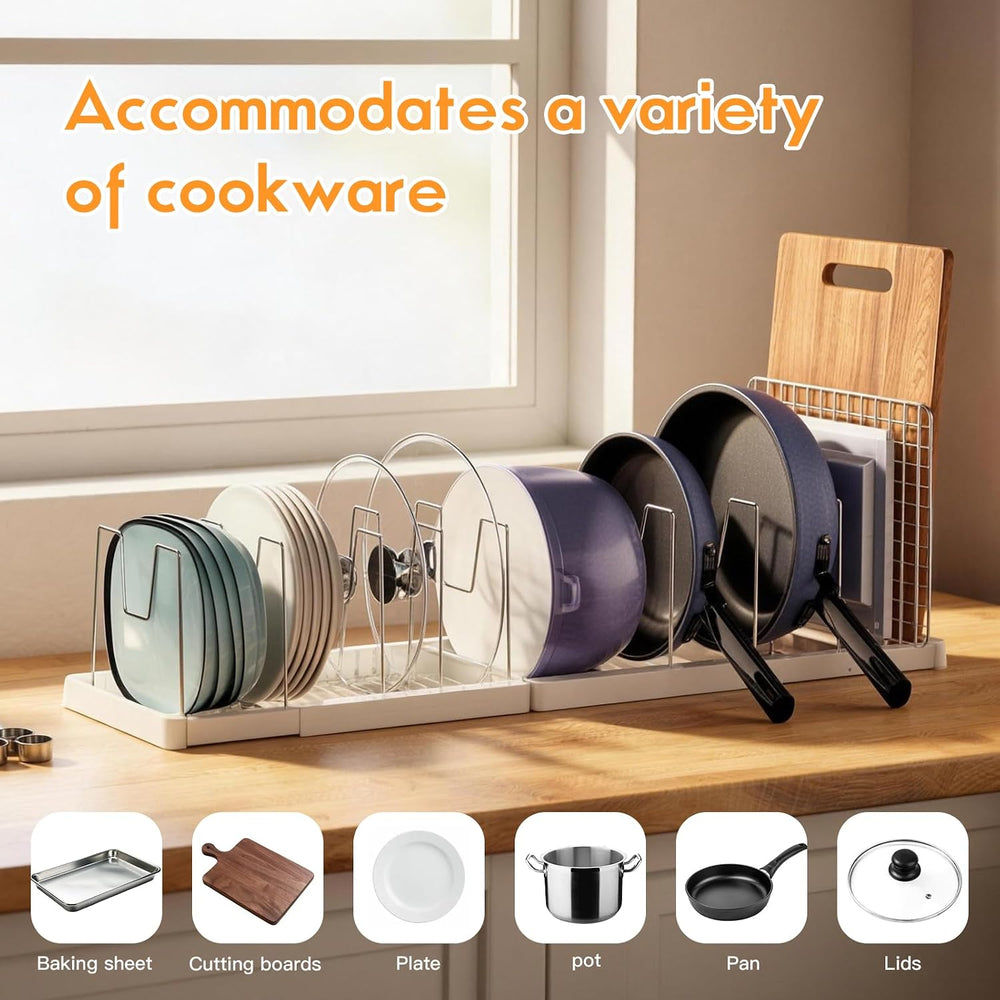 seasky 2-Pack Expandable Pots Pans Lid Organizer Under Cabinet 24 Dividers