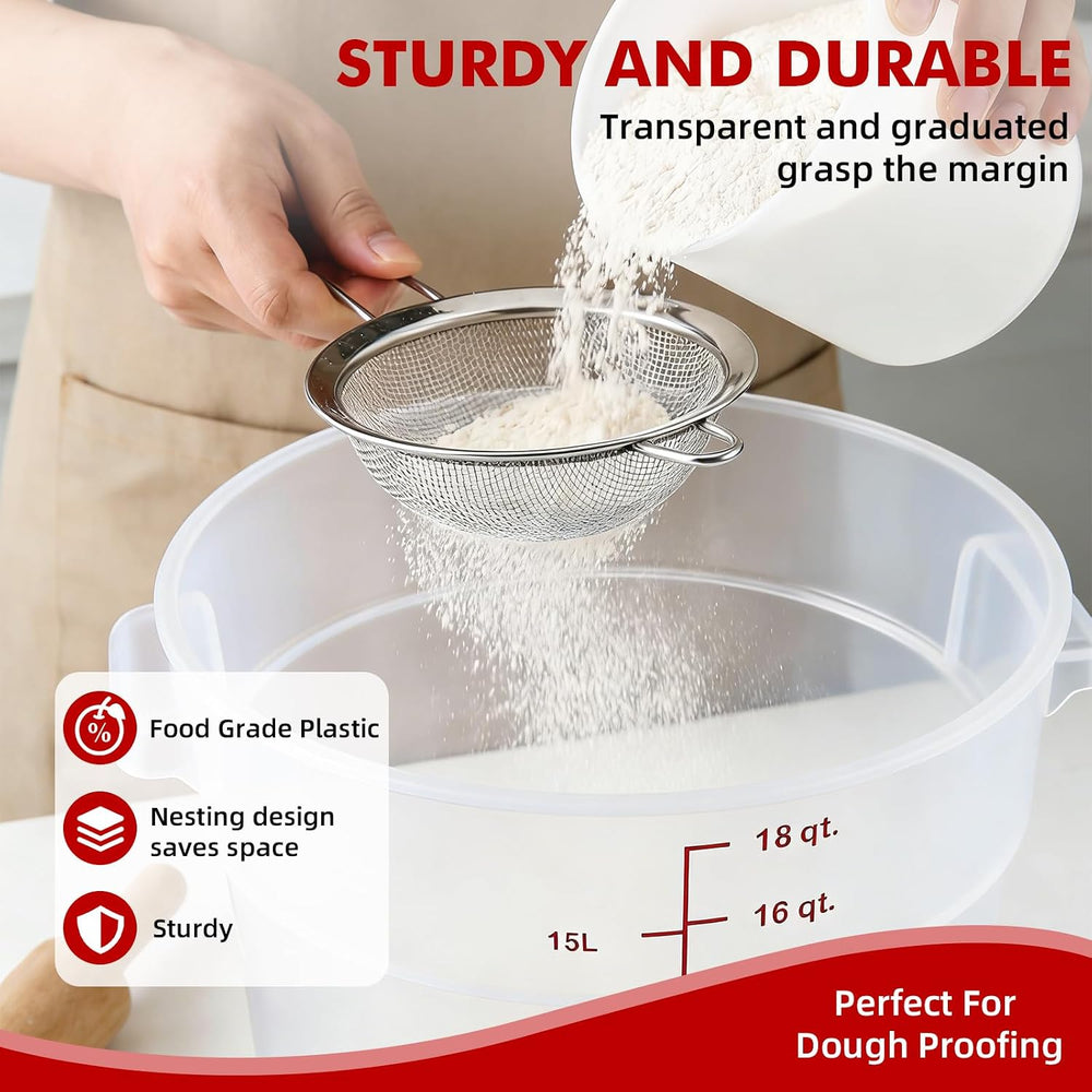 2 Pack Square Food Storage Container With Lid,12-22 Quart Commercial Storage ...