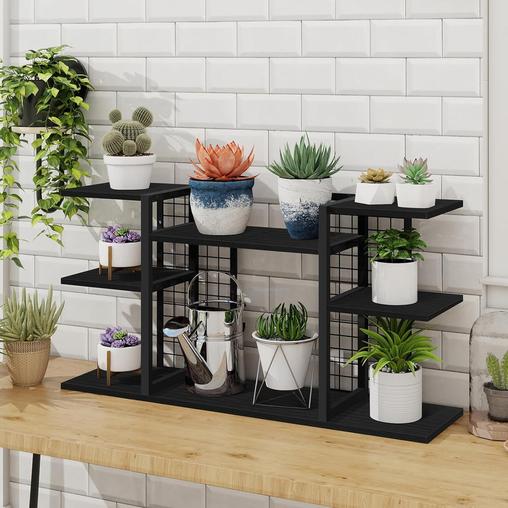 Desktop Bookshelf, 4 Tier Wood Desk Organizer Shelf, Tabletop Storage Shelf R...